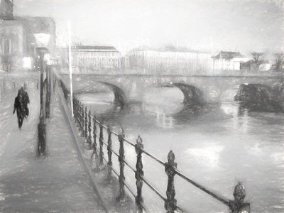Misty City River Walk by Roland Sköldblom