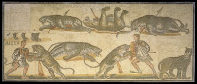 Battle Between Gladiators and Wildcats, 320 AD by Roman
