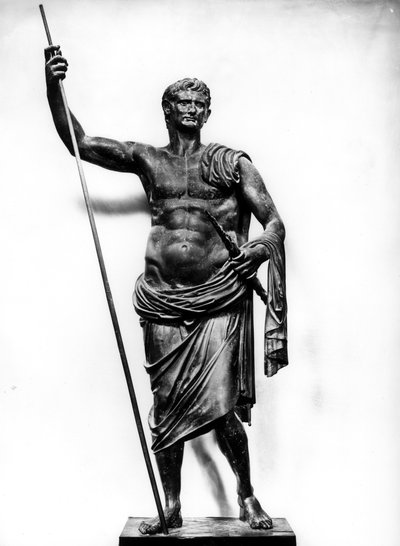 Emperor Augustus holding a sceptre and thunderbolt, from Herculaneum by Roman