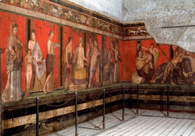 Initiation to the worship of Dionysus, fresco of the Villa of Mysteries in Pompeii by Roman