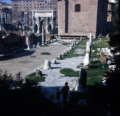 Location of the Basilica Aemilia in the Roman Forum built for the first time in 179 BC and restored many times thanks to the Emilia family. Rome by Roman