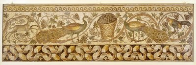 Mosaic of a Vine Scroll Border with Peacocks, Antioch, 526-540 by Roman