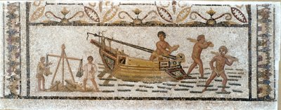 Roman Antiquity: Unloading a Cargo of Wood from a Ship and Weighing Lead by Roman