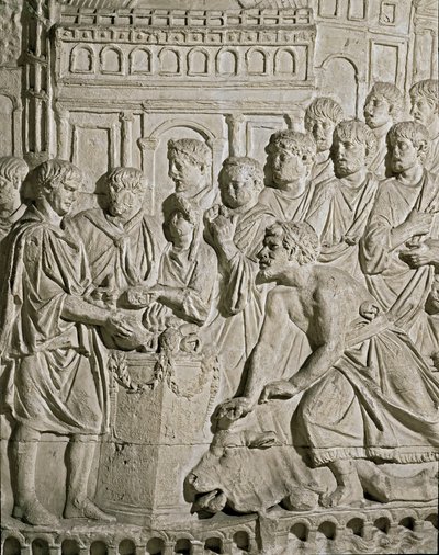 Roman Art: Low Relief Representing Sarmat Citizens Paying Tribute to the Romans by Roman