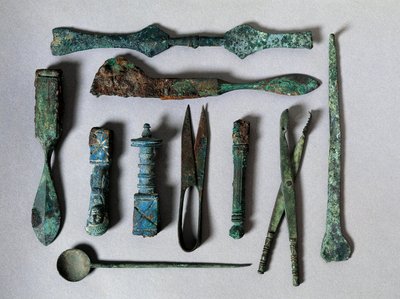 Set of surgical instruments from the House of the Surgeon in Pompei. 1st century BC. Naples, Museo Archeologico Nazionale by Roman