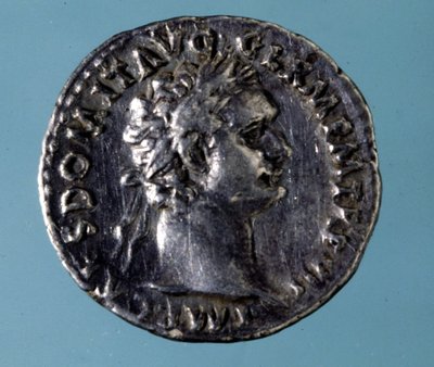 Silver coin with the effigy of the Roman Emperor Domitian (51 - 96). Collection of the Medagliere of Milan. by Roman