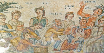 The Presentation of Baby Dionysus by Hermes to Silenus. House of Aion, Paphos, Cyprus by Roman
