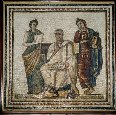 Virgil and Two Muses (Clio and Melpomene) - Beginning 3rd Century by Roman