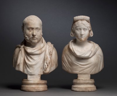 Portrait Bust of an Aristocratic Man and Portrait Bust of an Aristocratic Woman by Roman Imperial Period
