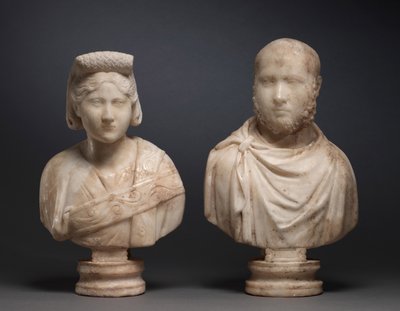 Portrait Bust of an Aristocratic Man and Portrait Bust of an Aristocratic Woman by Roman Imperial Period