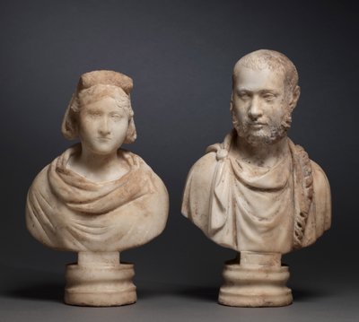 Portrait Bust of an Aristocratic Woman and Portrait Bust of an Aristocratic Man by Roman Imperial Period