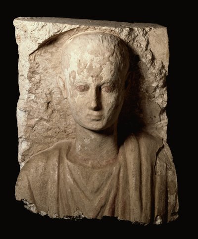 Fragment from a Monument Carved with the Upper Torso of a Young Boy, Coptic Period, c.300 AD by Roman Period Egyptian