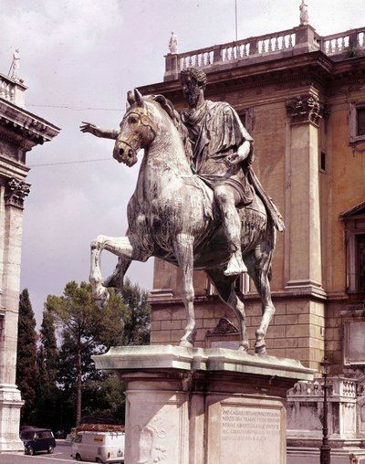 Equestrian Statue of Marcus Aurelius - Campidoglio Square, Rome by Roman Roman