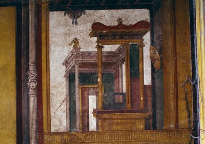 Fantastic Architectures, Fresco from the Oecus in the House of the Vettii, Pompeii (UNESCO World Heritage List) by Roman Roman