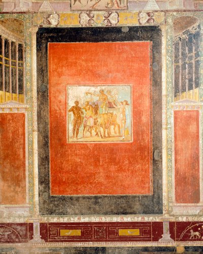 Fresco Decoration of Hall of Tablino, House of Marcus Lucretius Fronto, Pompeii, Campania, Roman Civilization by Roman Roman