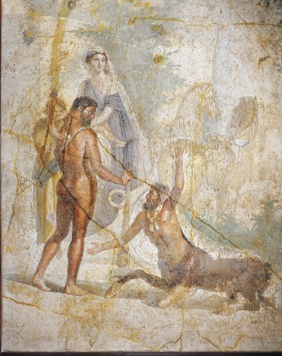 Fresco Depicting Hercules, Deianira and Hyllus Crossing River Evenus by Roman Roman