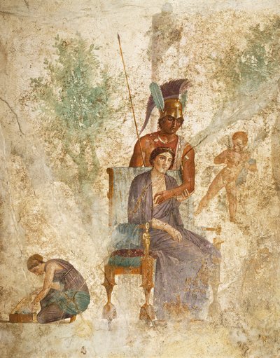 Fresco depicting Mars and Venus with Love, Pompeii, Campania, Roman Civilization by Roman Roman