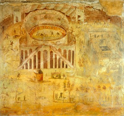 Fresco Depicting Quarrel Between Pompeians and Nocerini in Amphitheater, from Pompeii, Campania, Roman Civilization by Roman Roman