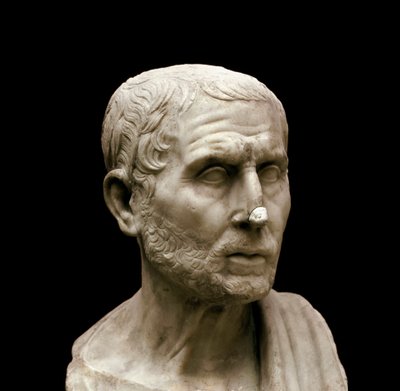 Marble Bust of the Greek Philosopher and Historian Poseidonios (Posidonius) of Apamee Called the Athlete (135-51 BC) by Roman Roman