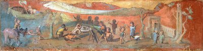 Painting on Plaster Depicting a Scene Along the Nile with Pygmies from Pompeii by Roman Roman