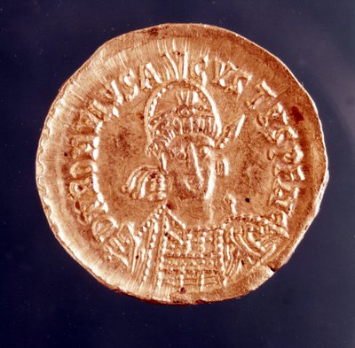 Romulus Augustule, in Latin Flavius Romulus Augustus (or Romulus Augustulus), around 460 - 511, the last Roman emperor of the west. Portrait on a coin, 5th century by Roman Roman