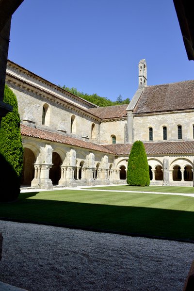Romanesque architecture: View of the cloister and the buildings of the Cistercian abbey of Fontenay, Burgundy by Romanesque