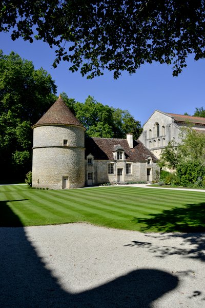 Romanesque architecture: View of the dovecote and the kennel of the Cistercian abbey of Fontenay, Burgundy by Romanesque