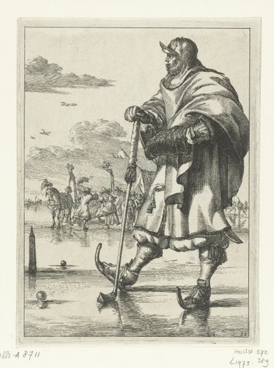 Figures à la mode no 11: Golfer on the Ice by Romeyn de Hooghe