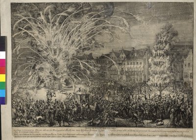 Nightly Fireworks on the Rue of the Sablons in Brussels 1686 by Romeyn de Hooghe