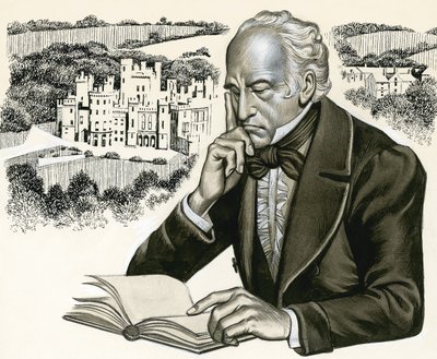 Unidentified Author with Home in Background by Ron Embleton