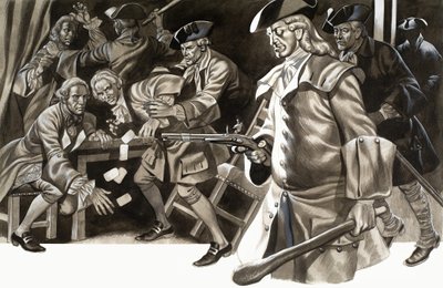 Unidentified robbery or raid on a gambling house by Ron Embleton