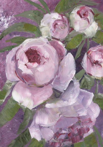Painterly Pink Peonies by Rosana Laiz Blursbyai