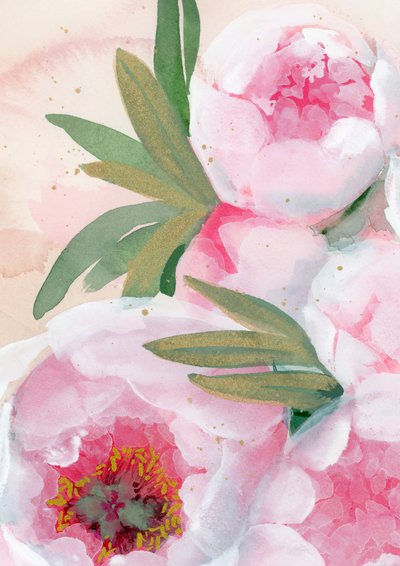 Watercolor Peony Blooms by Rosana Laiz Blursbyai