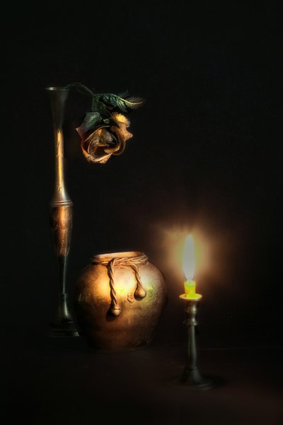 Dried Rose Candle Glow by Rucsandra Silvia Calin
