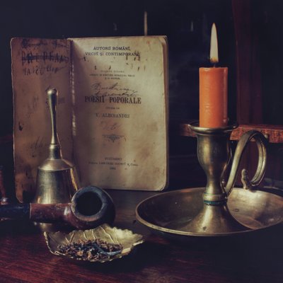 Vintage Book and Candle by Rucsandra Silvia Calin