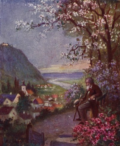 Leopoldsberg, In the foreground Brahms, resting after a long walk by Rudolf Klingsbogl