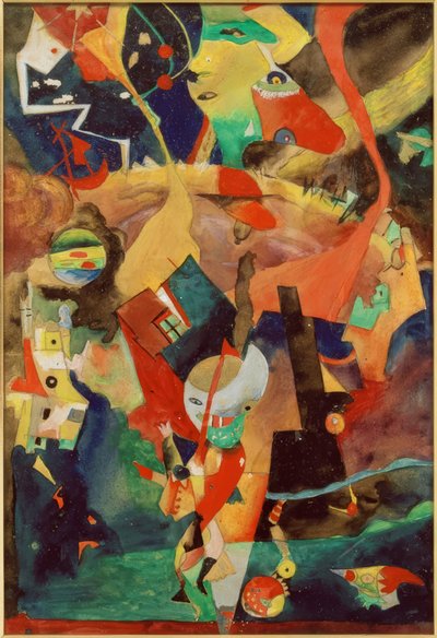 Apocalyptic Landscape with Mythical Creatures and Figurine by Rudolf Schlichter