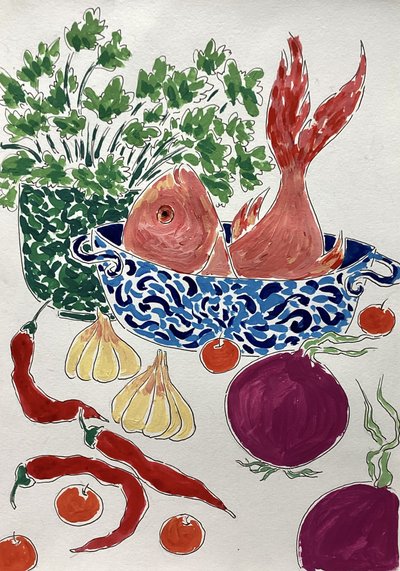 Fresh Fish and Vegetables by Rushati Chowdhury