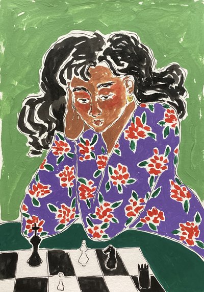 Pensive Chess Player by Rushati Chowdhury