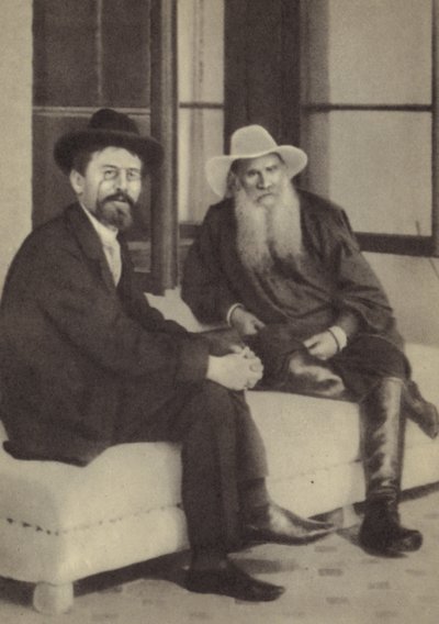 Anton Chekhov and Leo Tolstoy by Russian Photographer