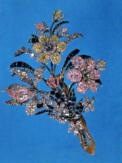 Brooch in the form of a large bouquet with brilliant cut diamonds and emeralds, c.1760 by Russian School