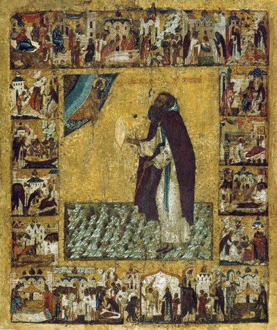 Saint Barlaam of Khutyn with Scenes from His Life by Russian icon.