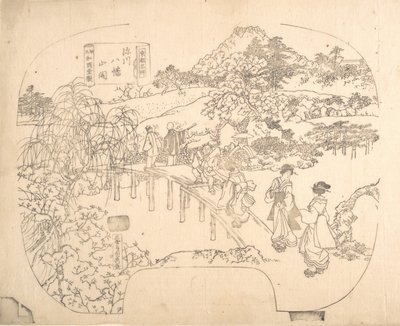 Proof Line-Block Print for Fan by Sadahide Utagawa