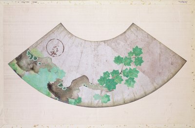 Fan with Maple Design by Sakai Hoitsu