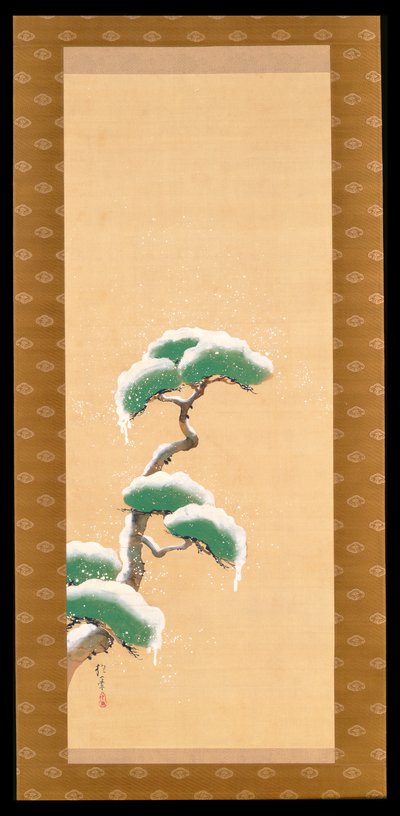 Hanging Scroll Depicting A Snow Clad Pine, from A Triptych of the Three Seasons, Japanese by Sakai Hoitsu