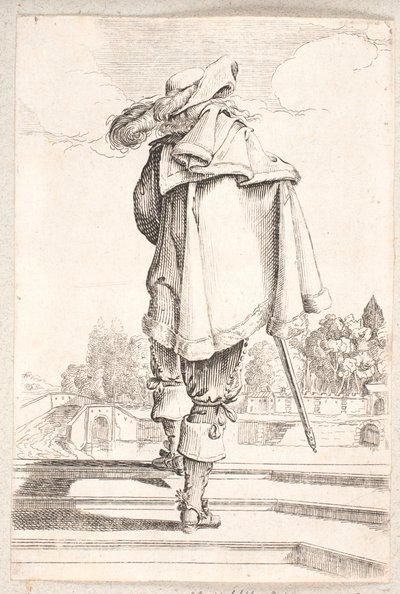 Man Seen from Back Walking Up Flight of Three Steps by Salomon Savery
