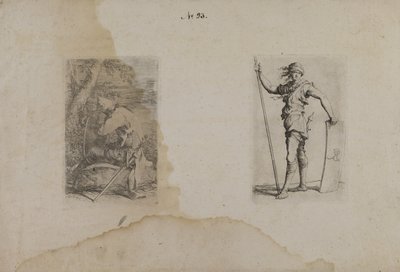 (Figurine Series) Seated Man with Pointed Helmet by Salvator Rosa