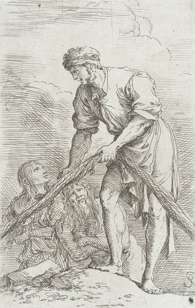 Figurine: A Man Hauling a Net by Salvator Rosa