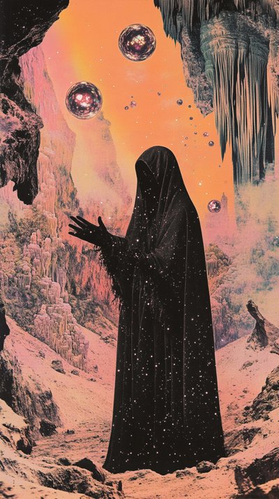 Hooded Figure Cosmic Orbs by Samantha Hearn