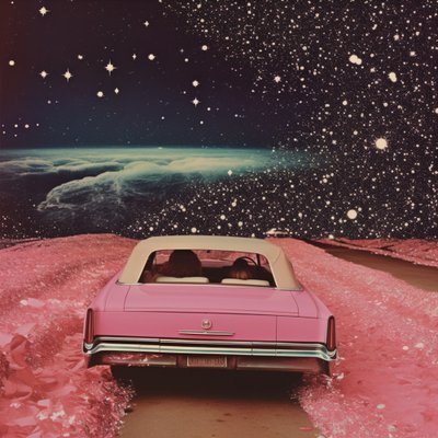 Pink Convertible Space Drive by Samantha Hearn